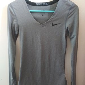 Nike pro grey long sleeve workout top